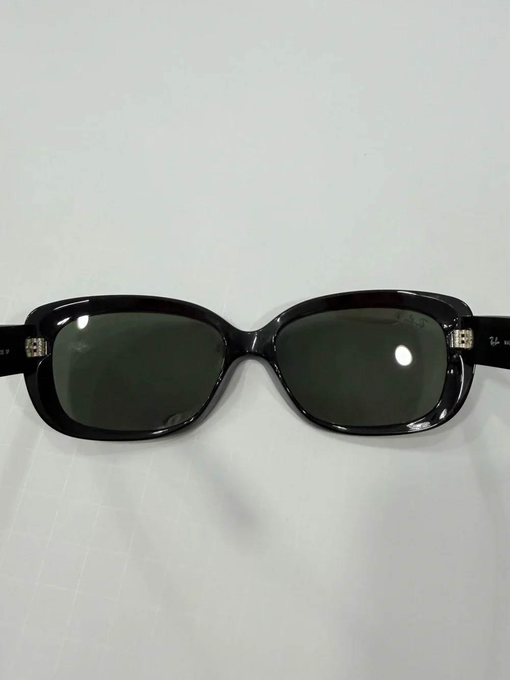 Ray-Ban Black Frame Sunglasses with Green Lenses